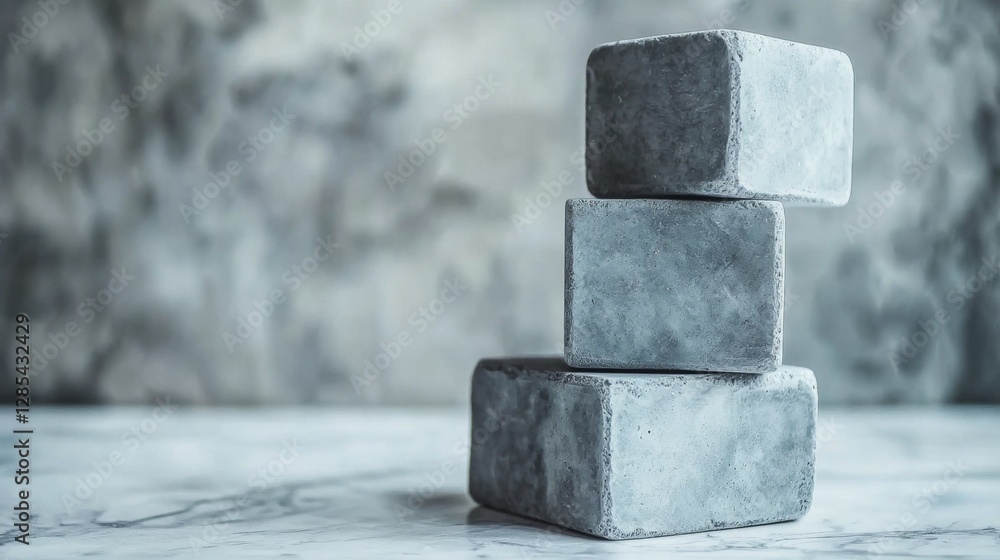 Aufkleber minimalist stone cubes arranged on a textured surface
