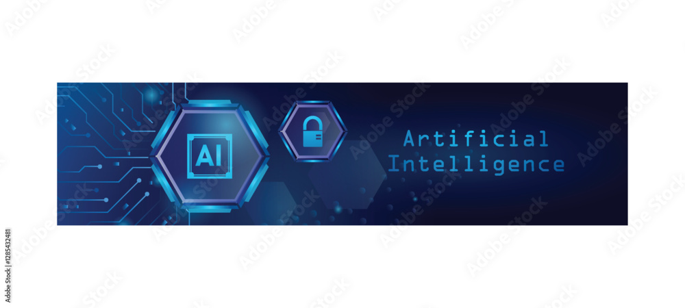 Poster horizontal artificial intelligence futuristic template background template