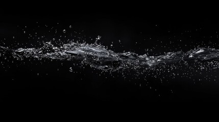 Black background with water droplets creating a soft, textured look, adding depth and sophistication to the scene.