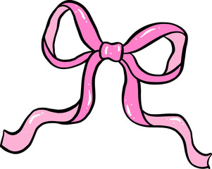Retro Ribbon Bow Hand Drawn Doodle