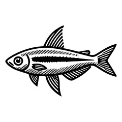 Obraz premium Simple Vector Icon of a tetra fish – Logo Design Illustration