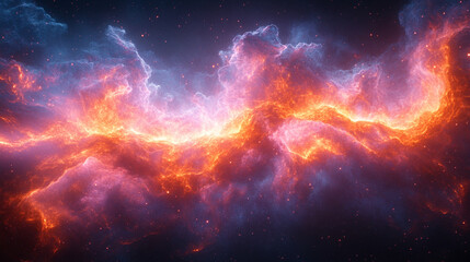 Naklejka premium A vibrant digital artwork showcasing a 360-degree cosmic nebula, symbolizing infinity, exploration, and the mysteries of the universe, with swirling colors and glowing celestial elements