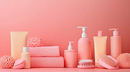 Luxury skincare and spa products in soft pink
