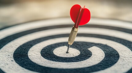 Dart Hitting the Bullseye on a Dartboard with Razor-Sharp Focus