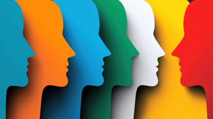 Colorful abstract profiles in vibrant hues create striking visual