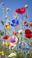 Fototapeta premium Beautiful Blue Flowers Arranged Artistically Against a Textured Blue Background, Showcasing Their Vibrant Color and Delicate Petals, Perfect for Decoration or Design Inspiration