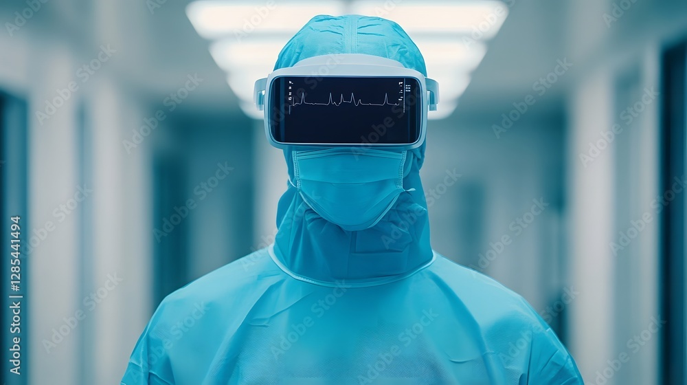 Poster surgeon using ai-augmented reality headset for overlay of critical info during complex