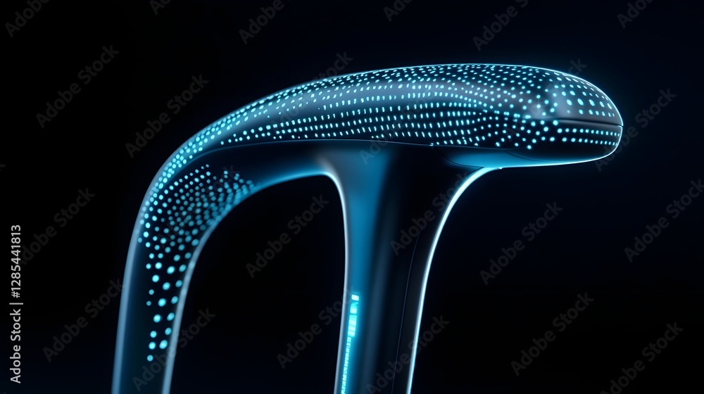 Poster conceptual design of futuristic smart cane with holographic navigation and health data projections
