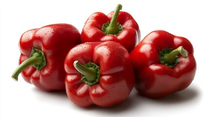 Fresh red peppers on white background