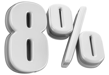 8 Percent Off Sale Silver Number Promotion 3D Illustration