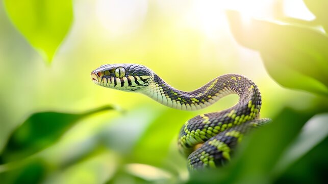Snakes Crossing the Tropical Rainforest
