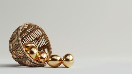 Golden Eggs in Woven Nest PNG