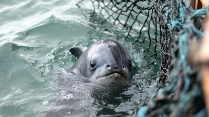 Fishermen in the Gulf of California release a vaquita accidentally caught in their nets, highlighting conservation efforts.