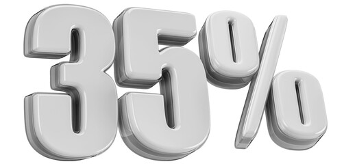 35 Percent Off Sale Silver Number Promotion 3D Illustration