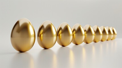 Golden Easter Eggs in a Row