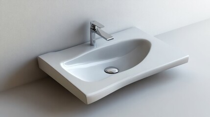 Functional bathroom sink with a slim, elegant faucet and a white ceramic basin, perfectly prepped and ready to use.