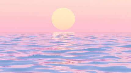 Serene sunset over calm ocean waters with pastel colors reflecting on the surface at twilight