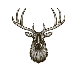 Deer engraving woodcutting vector art
