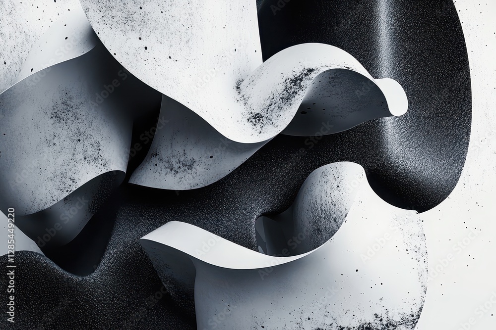 Fototapete stylish collision of abstract shapes creating dynamic textures in cgi design, stylish 3d abstract sh