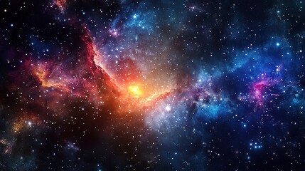 Naklejka premium A newborn star shines amidst swirling cosmic dust, symbolizing the birth of celestial wonders. 