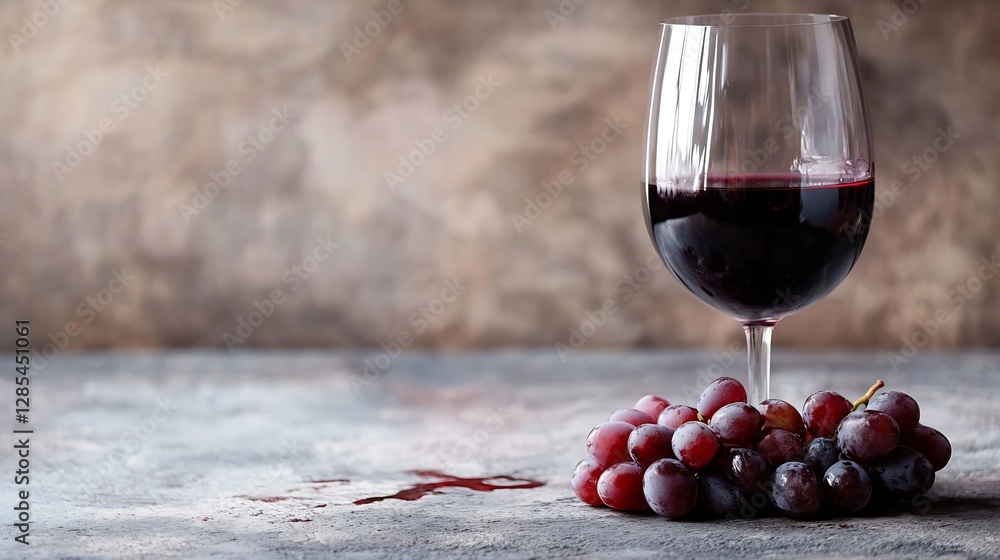 Aufkleber elegant red wine glass with fresh grapes creating an inviting still life composition : generative ai