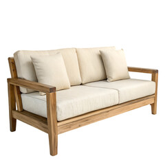Wooden sofa isolated on transparent background