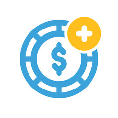 vector icon add saldo, combination of line style with solid style