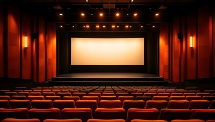 Empty Cinema: A Serene, Modern Movie Theater Interior