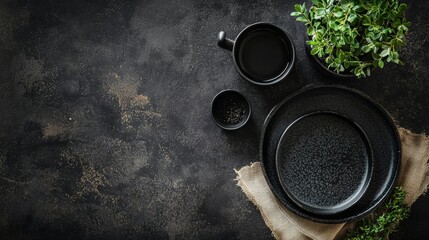 Black cast iron cookware on a dark rustic surface