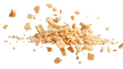 Cake crumbs cookies isolated on white background