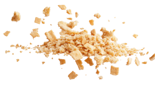 Cake crumbs cookies isolated on white background