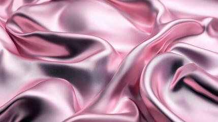 Fototapeta premium Glimmering Pink Satin Fabric Texture with Ripples and Folds