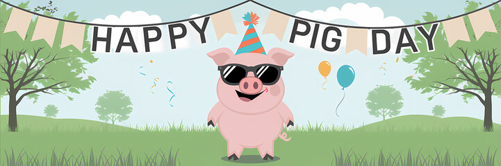 Naklejka premium Happy Pig Day!