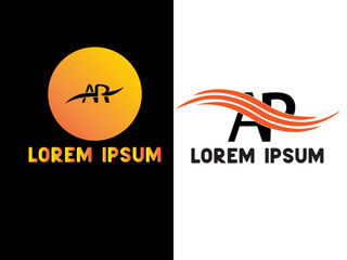 Modern AR logo design with dynamic waves in orange and black.