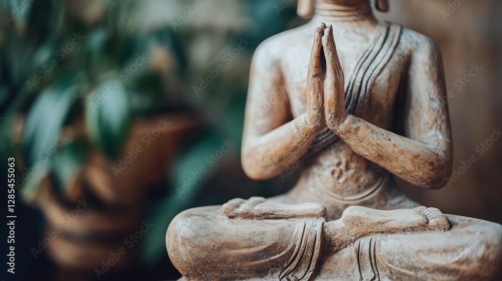 Poster Close Up of a Serene Buddha Statue with Peaceful Expressions for Meditative Spaces : Generative AI