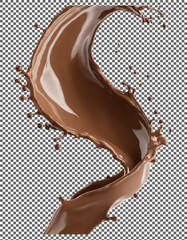 Chocolate milk splashes curve, Chocolate Splash Motion: Stunning Visual for Creative Projects on transparent background, png, psd
