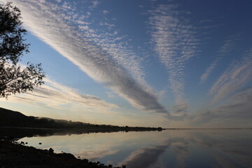sunset over the river