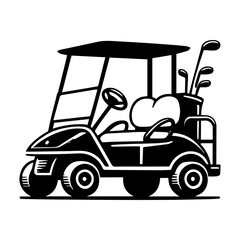Simple Vector Icon of a Golf Cart. &ndash; Logo Design Illustration