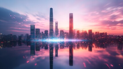 Fototapeta premium Intelligent City AI Scene