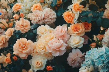 Blooming flowers in time-lapse showcase a vibrant array of colors and textures in a garden setting, Composition of many blooming flowers Timelapse