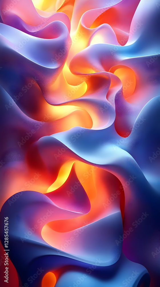 Poster abstract flowing colorful waves texture background with orange blue purple gradients and smooth dyna