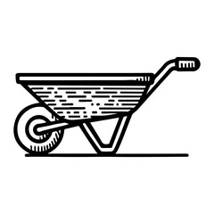 Simple Vector Icon of a Wheelbarrow – Logo Design Illustration