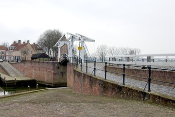 Heusden Netherlands - 15 February 2025 - The old harbor of the fortified city of Heusden in the Netherlands