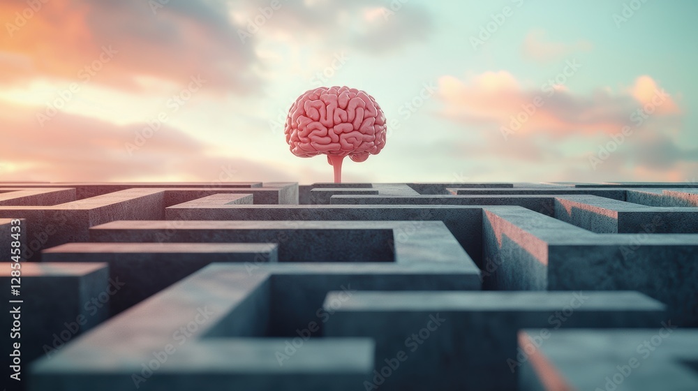 Poster a labyrinthine maze constructed of interconnected neurons and synapses, representing the complex pat
