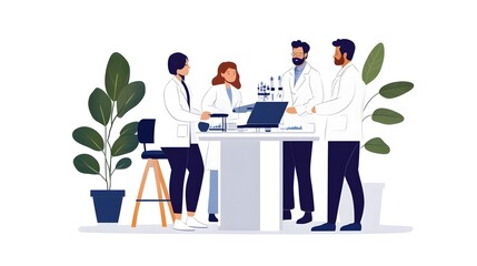 Fototapeta premium Diverse Team of Scientists Collaborating on Cancer Research in Advanced Medical Facility