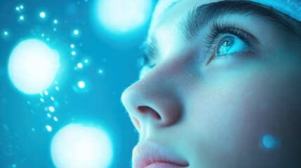 A surgeon using a robotic surgical system to perform a delicate operation, highlighting the precision and minimally invasive capabilities of AI assisted surgery.