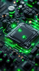 Fototapeta premium Close-up of a green circuit board.