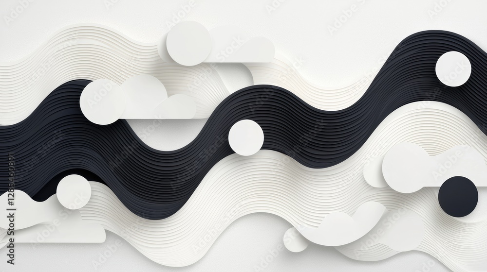 Poster a continuous, flowing line forming intricate patterns and loops, representing the non linear and int