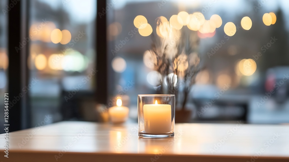 Aufkleber Warm and Cozy Candlelit Ambiance with Soft Bokeh Effects Creating a Relaxing Atmosphere : Generative AI