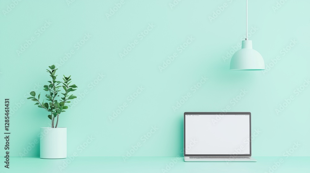 Poster a home office setup with a laptop connected to an external monitor, illustrating the flexibility of 